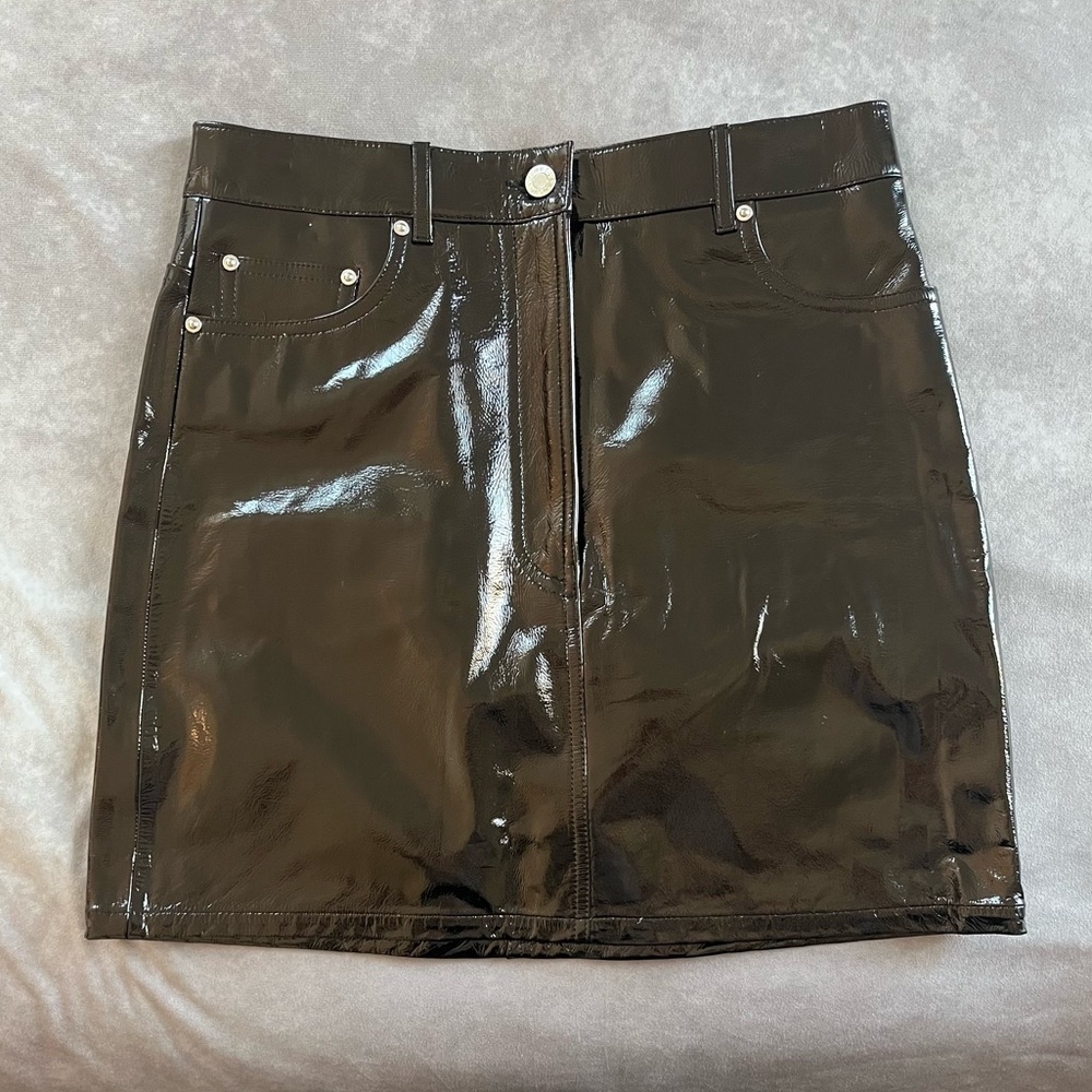 Helmut Lang Size:4 Women  Leather Mini Skirt Black Pockets